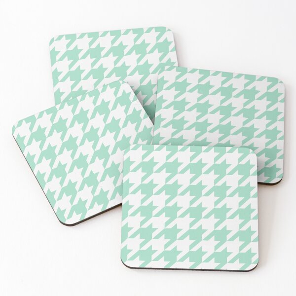 Item preview, White And Mint Houndstooth Pattern designed and sold by pattern-archive.