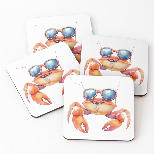 Item preview, Cool Crab With Sunglasses, Funny Beach Animal, Summer Ocean Illustration designed and sold by GoodMoodVibes.