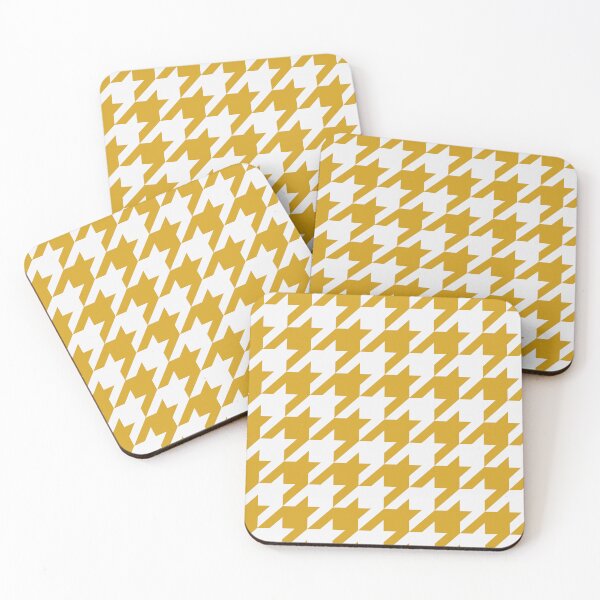 Item preview, White And Mustard Houndstooth Pattern designed and sold by pattern-archive.