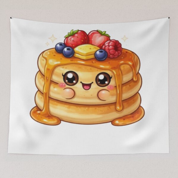 Item preview, Cute Pancake Cartoon Kawaii Breakfast Food Funny Minimal Doodle Design designed and sold by EverMuse_0_0.