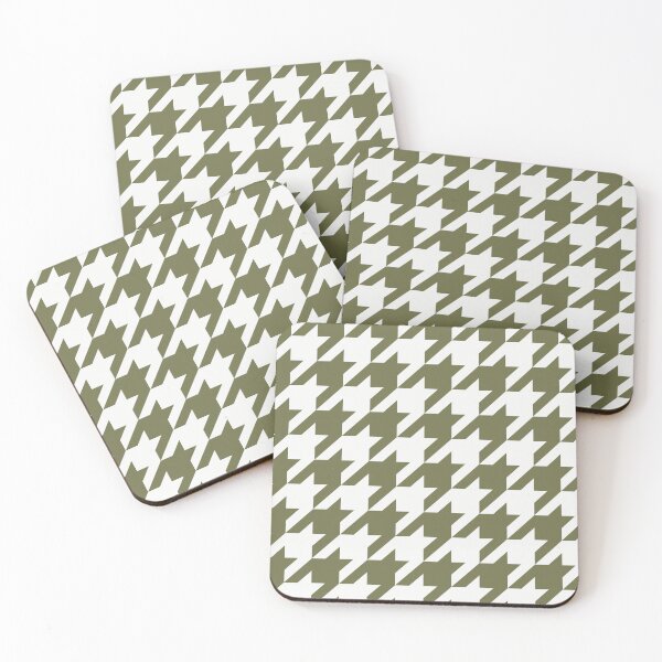 Item preview, White And Olive Houndstooth Pattern designed and sold by pattern-archive.