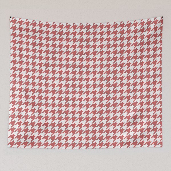 Item preview, White And Pastel Red Houndstooth Pattern designed and sold by pattern-archive.