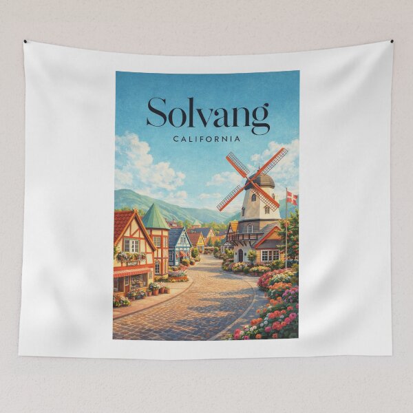 Item preview, Solvang Windmill Streets Santa Barbara County California designed and sold by Aryabek.