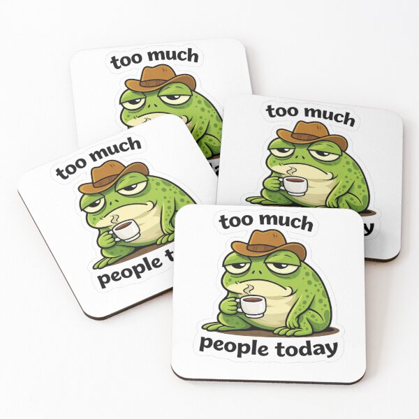 Item preview, Too Much People Today Funny Frog Sticker designed and sold by MyCreatureArt.