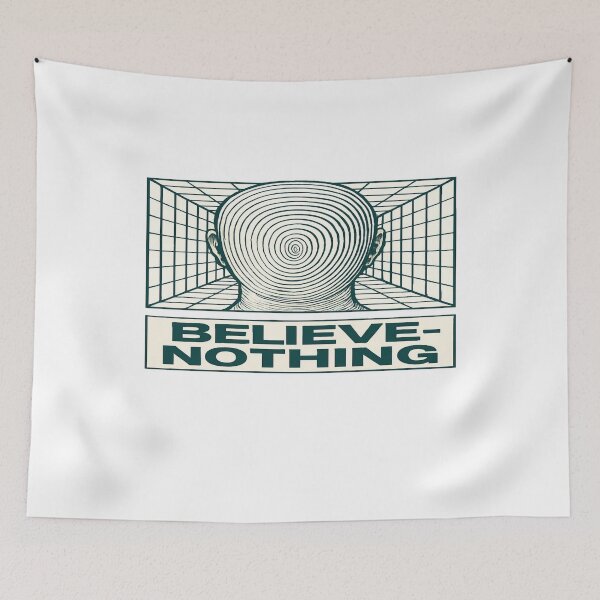 Item preview, Believe-Nothing Surreal Mind Design – Hypnotic Spiral Head Minimalist Psychedelic Art designed and sold by Bright Nest Studio.