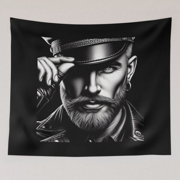 Item preview, Gay Leather Daddy Expecting You Defiant Currency Tom of Finland Tribute Gay Pride Graphic Design designed and sold by ItsAKinkThing.
