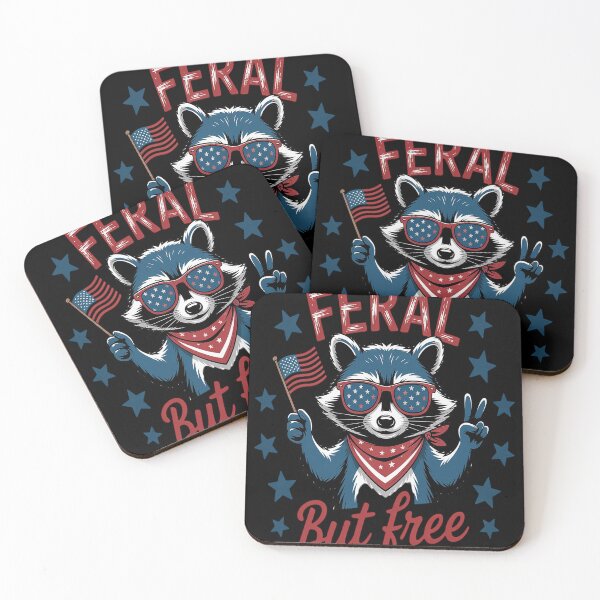 Item preview, Feral But Free Raccoon 4th of July USA Patriotic designed and sold by TeamLequid.