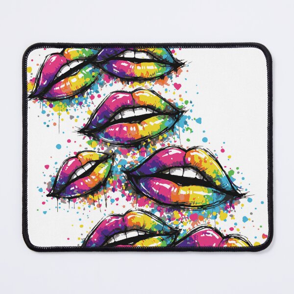 Item preview, A diagonal flow of multiple graffiti-style lips moving across the canvas, varying in size and rotation designed and sold by Dejbar.