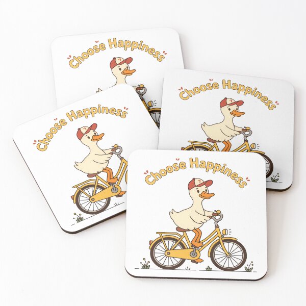Item preview, Cute Duck Riding Bicycle Choose Happiness Retro Cartoon designed and sold by seven things shop.