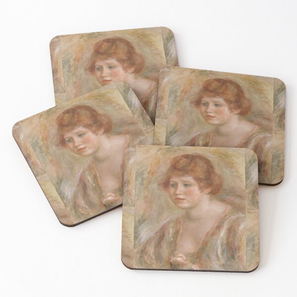 Aperçu de l'œuvre Jeune Femme à La Rose de Pierre-Auguste Renoir : Portrait impressionniste romantique créée et vendue par artofuniverse.
