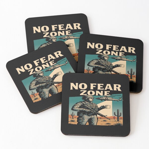 Item preview, No Fear Zone Soldier Design – Military Coffee Humor Desert Scene Bold Tactical Art designed and sold by Bright Nest Studio.