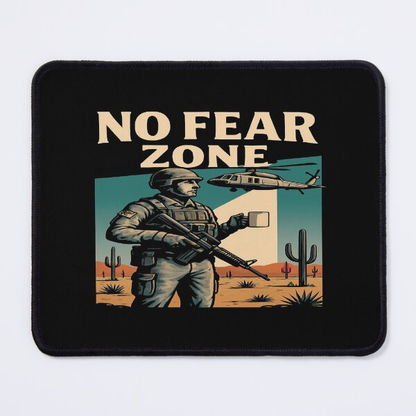 Item preview, No Fear Zone Soldier Design – Military Coffee Humor Desert Scene Bold Tactical Art designed and sold by Bright Nest Studio.