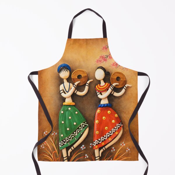 Item preview, Handcrafted Tribal Wooden Dancers Wall Art | Ethnic Folk Art Decor | Traditional Indian Couple Painting designed and sold by ArtoryNest.