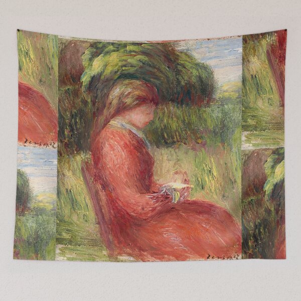 Item preview, Jeune Femme Assise by Pierre-Auguste Renoir: Impressionist Garden Portrait Poster designed and sold by artofuniverse.