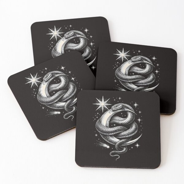 Item preview, Celestial Serpent: Mystic Moon and Occult Snake Engraving designed and sold by Studio77-Gothic.