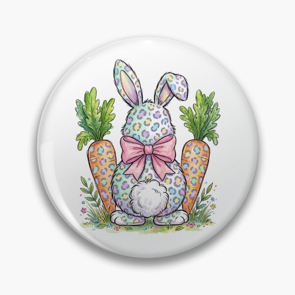 Item preview, Cute Leopard Print Easter Bunny with Pink Bow and Carrots Watercolor Illustration designed and sold by seven things shop.