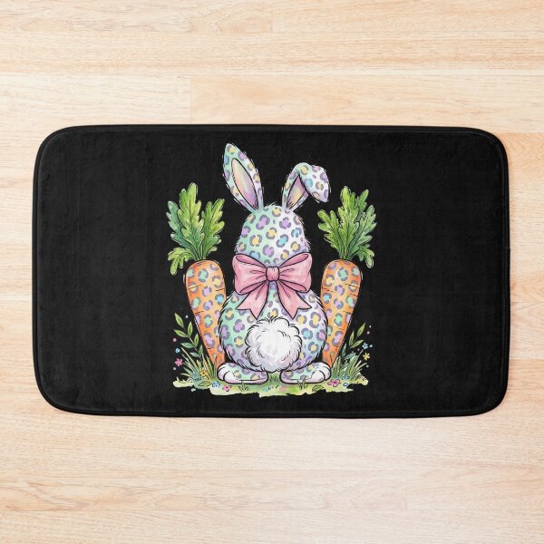Item preview, Cute Leopard Print Easter Bunny with Pink Bow and Carrots Watercolor Illustration designed and sold by seven things shop.
