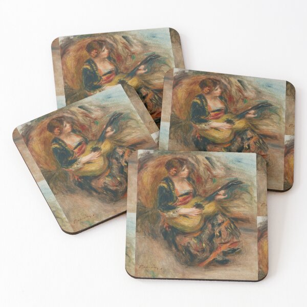 Item preview, Jeune Femme Assise Jouant De La Guitare by Pierre-Auguste Renoir: Romantic Music Print designed and sold by artofuniverse.