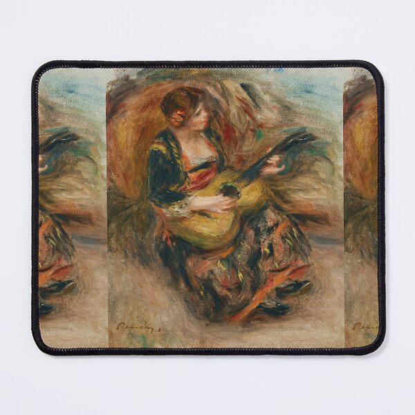 Item preview, Jeune Femme Assise Jouant De La Guitare by Pierre-Auguste Renoir: Romantic Music Print designed and sold by artofuniverse.