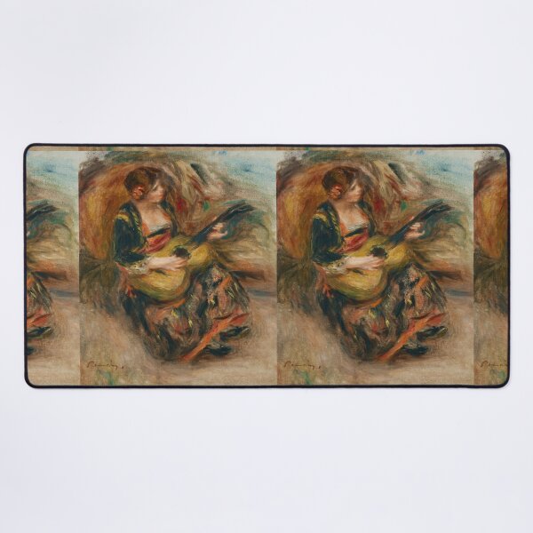 Item preview, Jeune Femme Assise Jouant De La Guitare by Pierre-Auguste Renoir: Romantic Music Print designed and sold by artofuniverse.