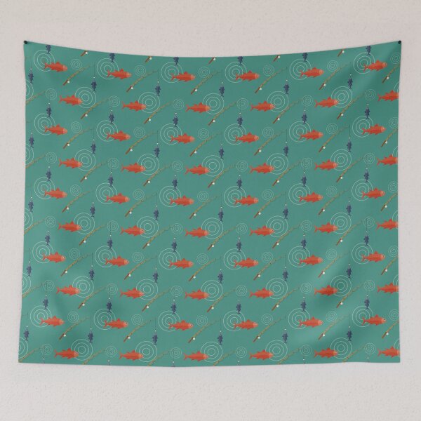 Item preview, Fishing on blue designed and sold by reneesillus.