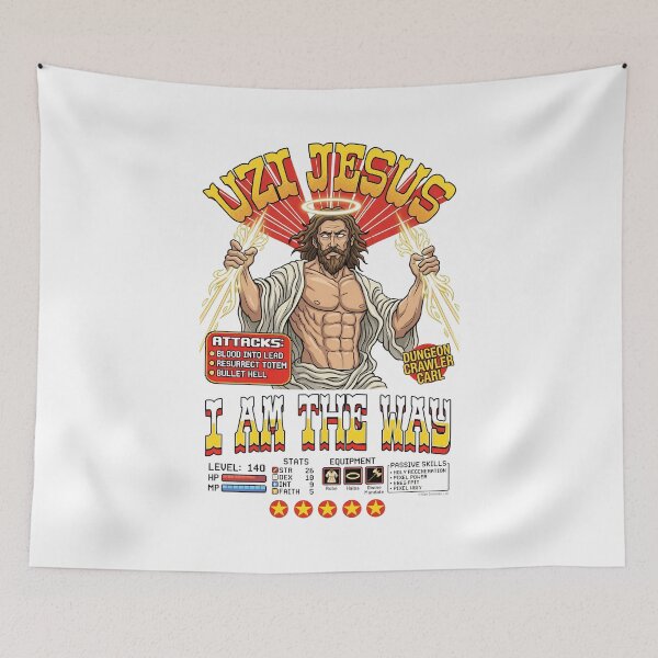 Item preview, Dcc Uzis Jesus I Am The Way Character Stats Rpg Books  designed and sold by jestgushArt.
