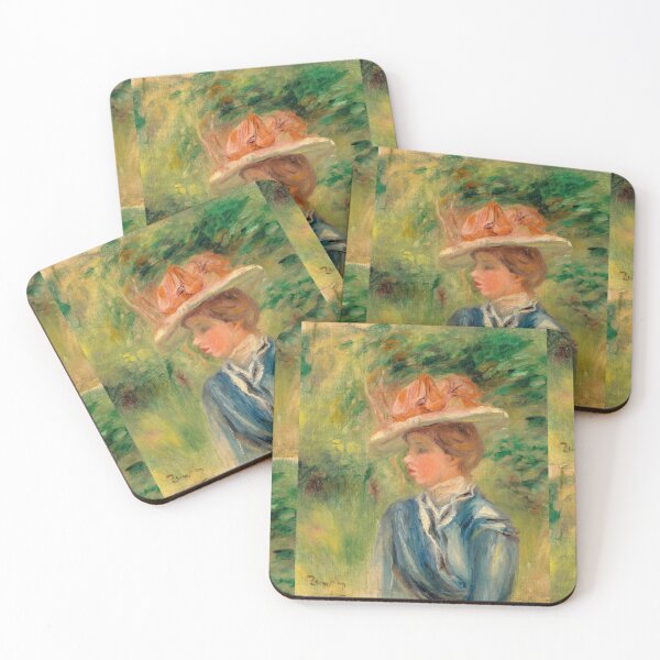 Item preview, Jeune Femme Au Chapeau Fleuri by Pierre-Auguste Renoir: Impressionist Garden Portrait designed and sold by artofuniverse.