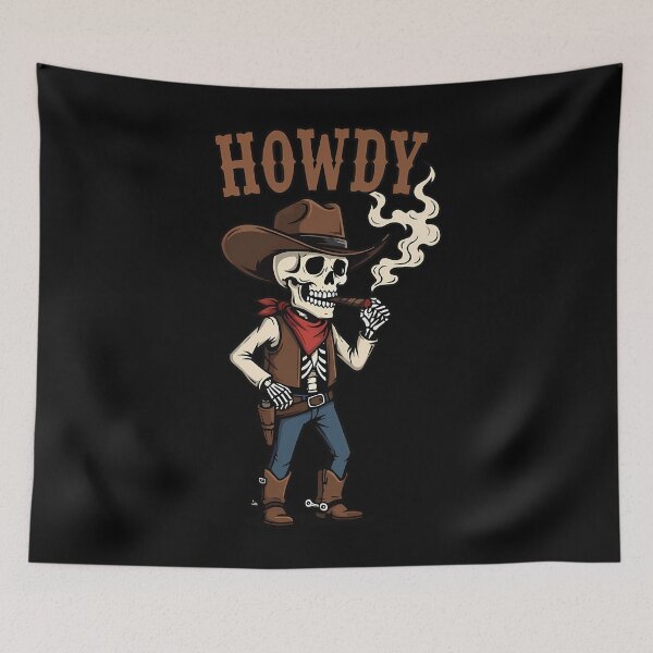 Item preview, Funny Skeleton Cowboy Drinking Coffee Art designed and sold by wunuhrhzjx25.