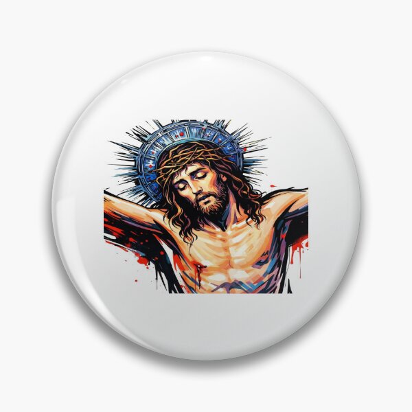 Item preview, Jesus Crucifixion Art – Powerful Religious Illustration with Halo, Thorns & Spiritual Symbolism designed and sold by Bright Nest Studio.