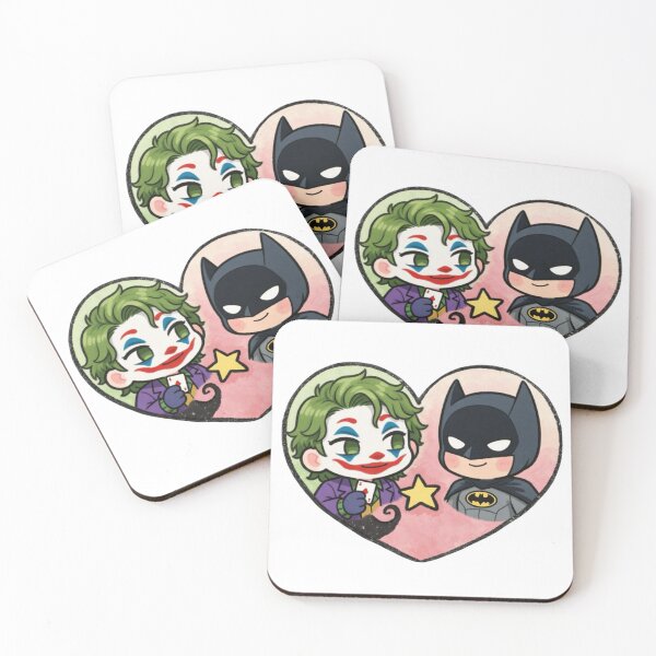 Item preview, Cute Batman & Joker Heart Chibi DC Fan Art designed and sold by Reyxava.