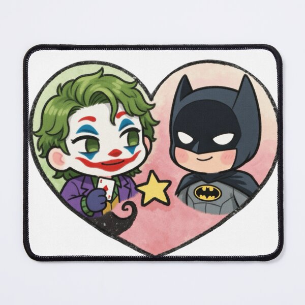 Item preview, Cute Batman & Joker Heart Chibi DC Fan Art designed and sold by Reyxava.
