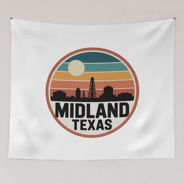 Item preview, Midland Texas: Vintage Sunset Oilfield Skyline designed and sold by CircinusStore.