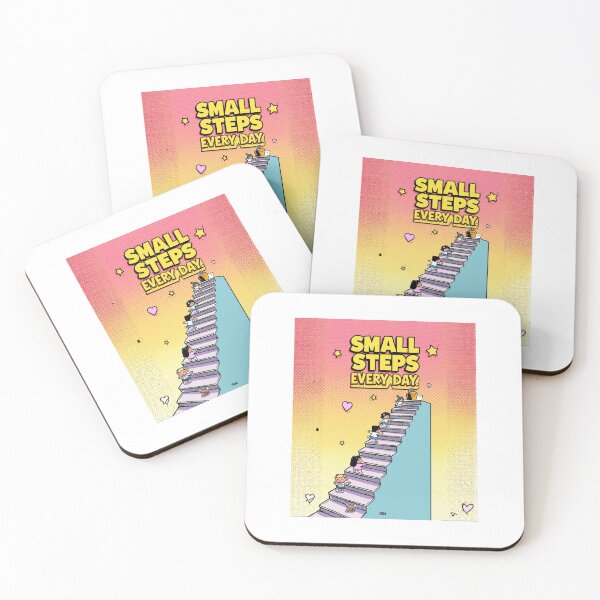 Item preview, Small steps Every day| Motivational cartoon  Aesthetic with Typography | Cute Funny Inspirational Quote | Self Care Positivity Cartoon Design ver5 designed and sold by CosmicNook1.
