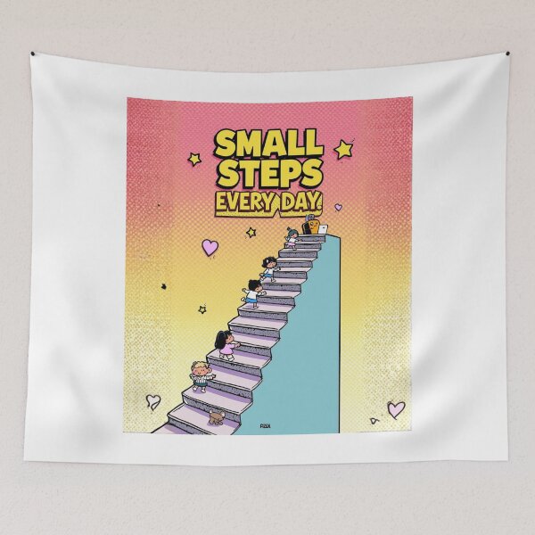 Item preview, Small steps Every day| Motivational cartoon  Aesthetic with Typography | Cute Funny Inspirational Quote | Self Care Positivity Cartoon Design ver5 designed and sold by CosmicNook1.