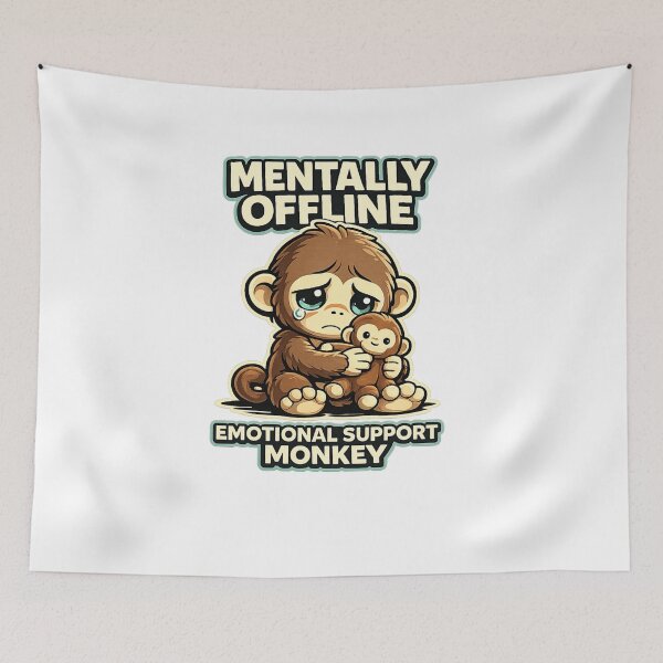 Item preview, Mentally Offline Sad Emotional Support Monkey Meme designed and sold by AgnesDream.