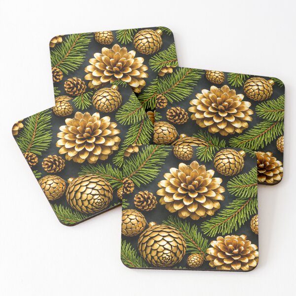 Item preview, Luxury Gold Pinecone Christmas Pattern designed and sold by Kaleidoscope Print.