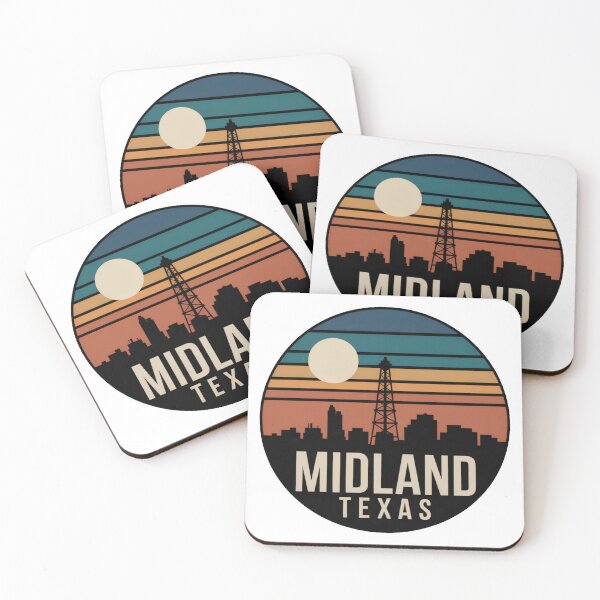 Item preview, Midland Texas: Retro Striped Sunset Oilfield Skyline designed and sold by CircinusStore.