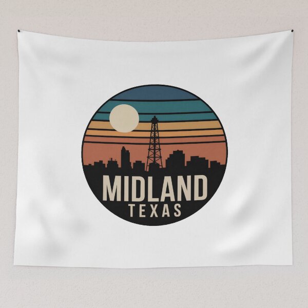 Item preview, Midland Texas: Retro Striped Sunset Oilfield Skyline designed and sold by CircinusStore.