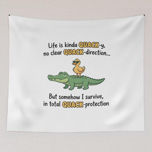 Item preview, Quack-y Life Funny Duck Pun Quote – Cute Duck and Crocodile Humor Meme Design designed and sold by aiqdelicia.