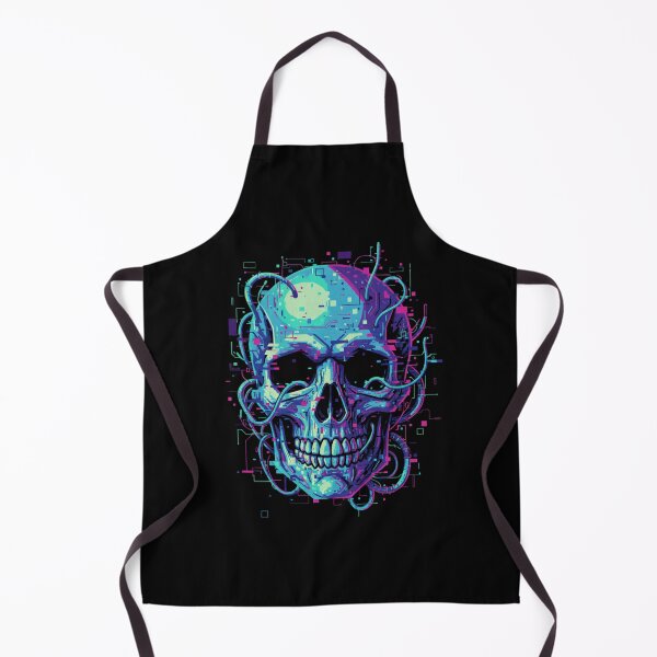 Item preview, Glitchy Pixel Skull Cyberpunk Neon Retro Vector designed and sold by FiveBlessings.
