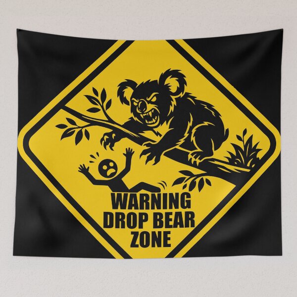 Item preview, WARNING Drop Bear Zone - Australian Humour  designed and sold by HogarthArts.