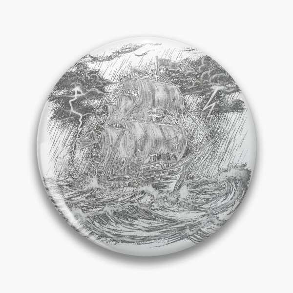 Item preview, Gritty Ghost Ship Stormy Sketch Piratecore Art designed and sold by FiveBlessings.