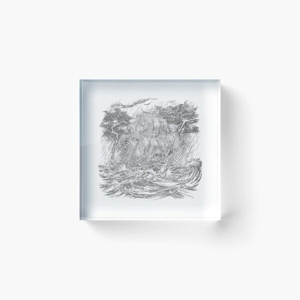 Item preview, Gritty Ghost Ship Stormy Sketch Piratecore Art designed and sold by FiveBlessings.