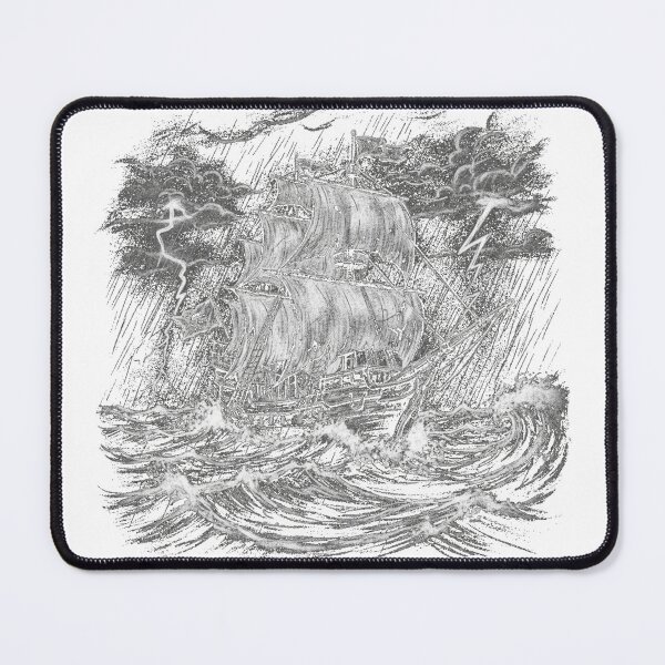 Item preview, Gritty Ghost Ship Stormy Sketch Piratecore Art designed and sold by FiveBlessings.