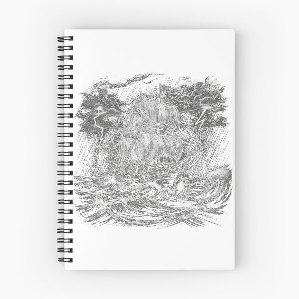 Item preview, Gritty Ghost Ship Stormy Sketch Piratecore Art designed and sold by FiveBlessings.