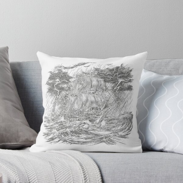 Item preview, Gritty Ghost Ship Stormy Sketch Piratecore Art designed and sold by FiveBlessings.