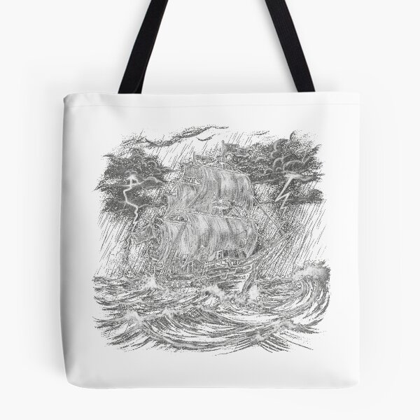 Item preview, Gritty Ghost Ship Stormy Sketch Piratecore Art designed and sold by FiveBlessings.