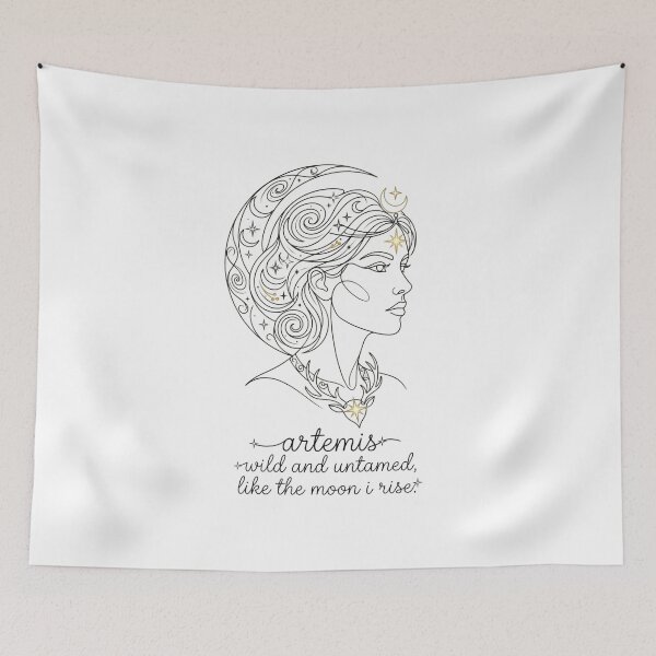 Item preview, Artemis Moon Goddess Minimalist One-Line Art with Quote & Name designed and sold by Siriusvibes.