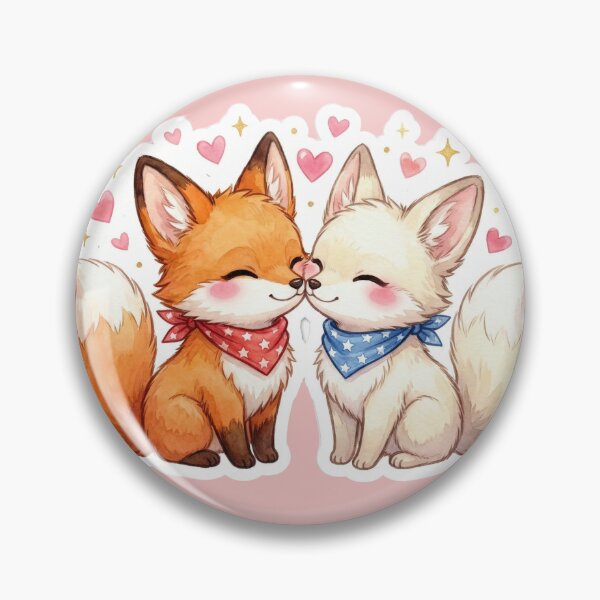 Item preview, Fox Couple Sticker - Kawaii Watercolor Fox in Love designed and sold by mofu-studio.