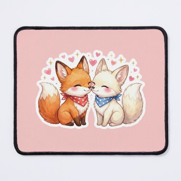 Item preview, Fox Couple Sticker - Kawaii Watercolor Fox in Love designed and sold by mofu-studio.